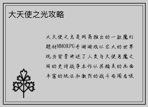 大天使之光攻略